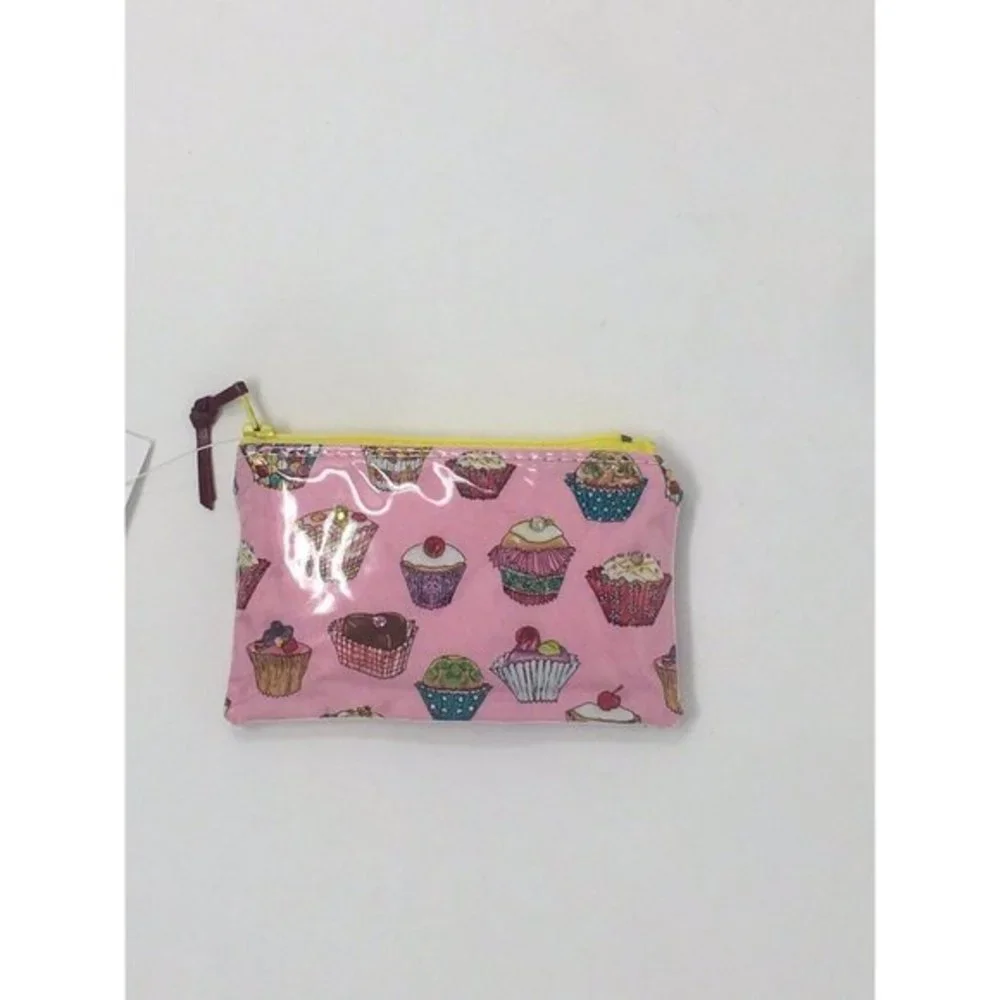 M. Andonia Girls Coin Purse Fabric and Vinyl Pink Cupcake Sweets Desserts NEW